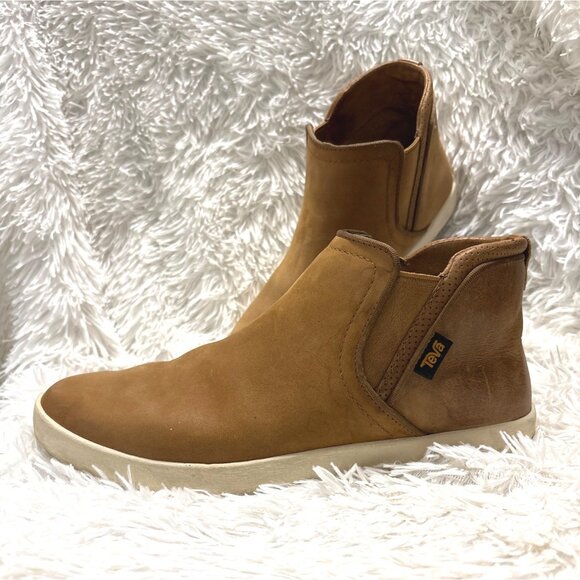 Teva Willow Chelsea 1018196 Women’s US 8.5 Brown Leather Ankle Boot Flat - Picture 2 of 7